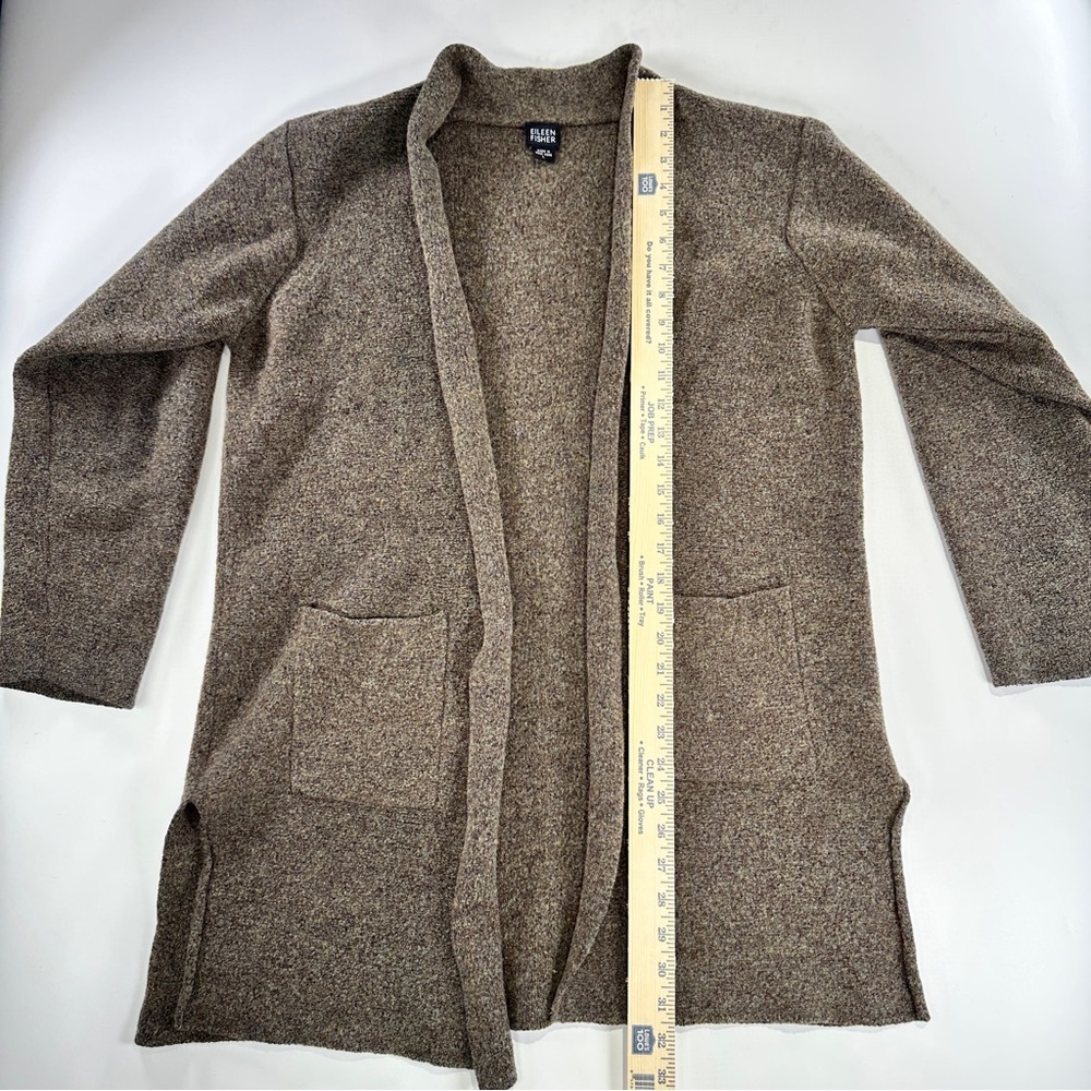 Eileen Fisher wool cardigan open front minimalist brown L - Picture 8 of 8